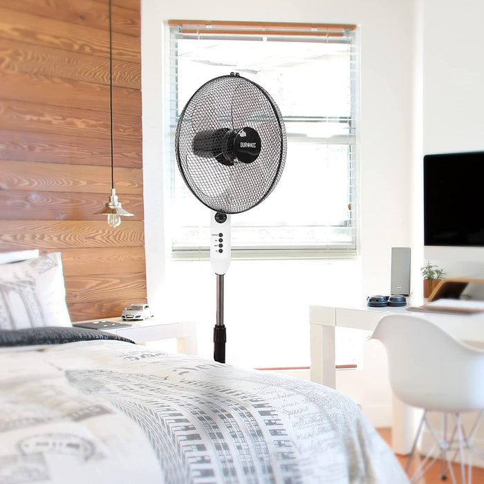 Duronic FN65 Ventilatore a piantana 60W | 3 velocità | 115 a 132 cm regolabile in altezza | 5 Pale ultra silenzioso con telecomando e timer | ventola oscillante | Base circolare | Per uso notturno