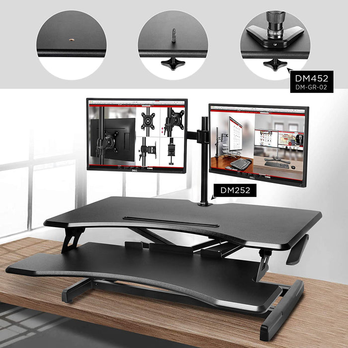 Duronic DM05D17 BK Postazione Lavoro  Altezza regolabile 12-49cm - Ampia Piattaforma 82-45cm - Portata 15kg  Scrivania ergonomica per Lavorare in Piedi con Supporto per Tastiera