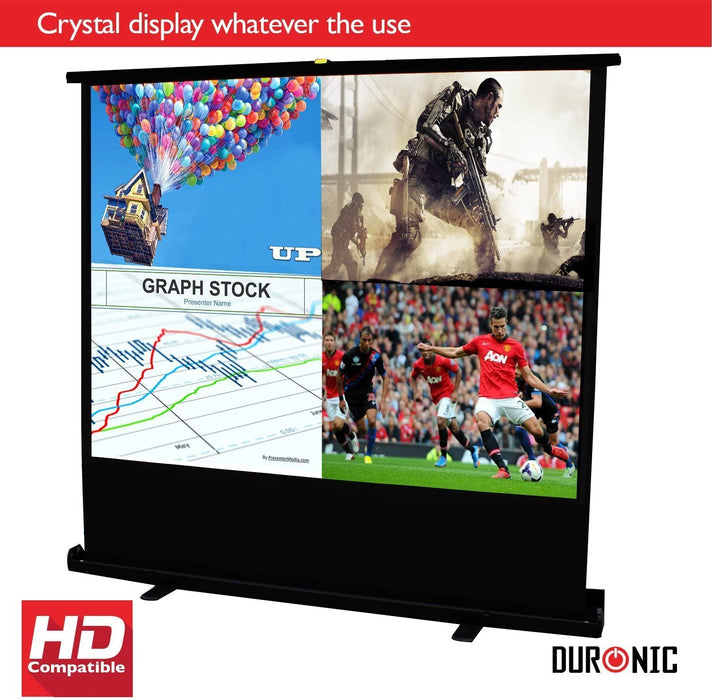 Duronic FPS100 /43 schermo di proiezione 100 formato 4:3 / 203 X 152 cm - telo proiettore retrattile auto-portante per videoproiettore Full HD 3D 4K - Home cinema home theater ufficio
