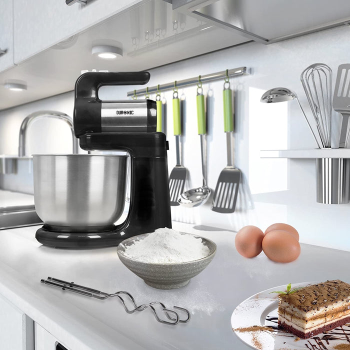Duronic SM3 Mixer da Cucina Elettrico 2-in-1 con 300W - Robot da Cucina con Ciotola in Acciaio Inox da 4 L e 3 diversi ganci - 5 Velocità e Funzione Turbo - Ideale per Cuochi Casalinghi e Baking