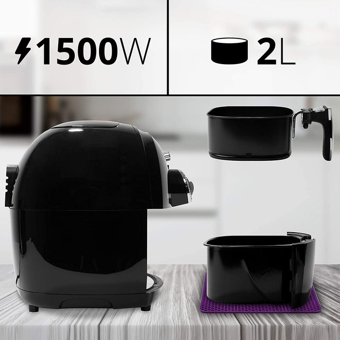 Duronic AF1 BK Friggitrice ad Aria 1500 W | Robot da cucina multifunzionale 4.5 L | Friggitrice senza olio | Fornetto elettrico ideale per friggere grigliare arrostire e cottura al forno