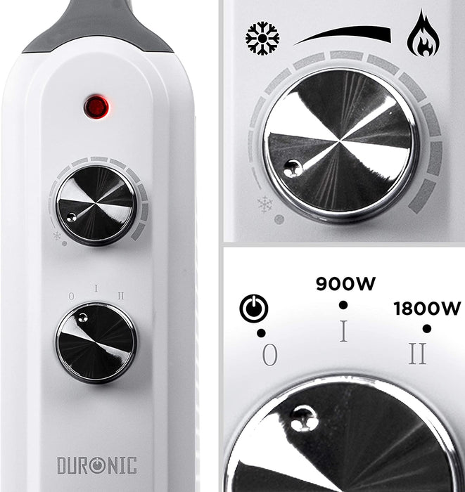 Duronic HV180 Stufa elettrica con pannelli in mica 1800W  Termoconvettore con termostato integrato  2 funzioni di riscaldamento  Calorifero Micatermico - Radiante portatile leggero  Senza olio