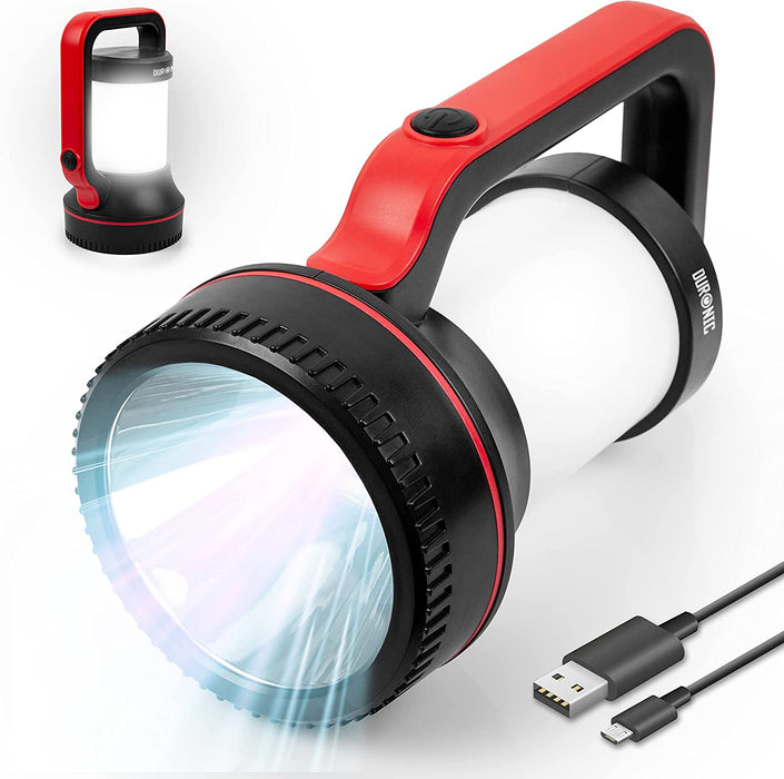 Duronic RL74 Torcia elettrica ricaricabile 2 in 1 | Lampada potente 8W | Torcia 320 Lumen | 17h di utilizzo | Flashlight per Campeggio Trekking Emergenza | Torcia multifunzionale
