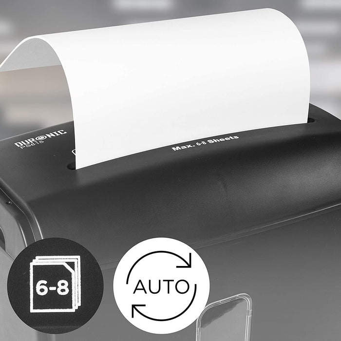 Duronic PS815 Distruggidocumenti 250 W- 8 Fogli A4 con taglio incrociato - Capacità 15 L - Livello di sicurezza P-4 - Protezione da sovraccarico termico