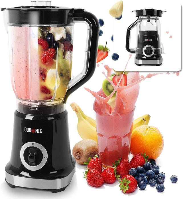 Duronic BL5 Frullatore elettrico 500W con caraffa ABS 1,8L e 4 lame | 2 velocità e funzione puls |Tritatutto blender con funzione tritaghiaccio | Mixer da tavolo per Smoothie Frullati Granite