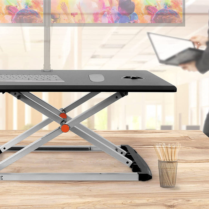 Duronic DM05D11 BK Postazione Lavoro  Altezza regolabile 5-40cm - Ampia Piattaforma 74-43cm - Portata 8kg  Scrivania ergonomica per Lavorare in Piedi con Supporto per Tastiera