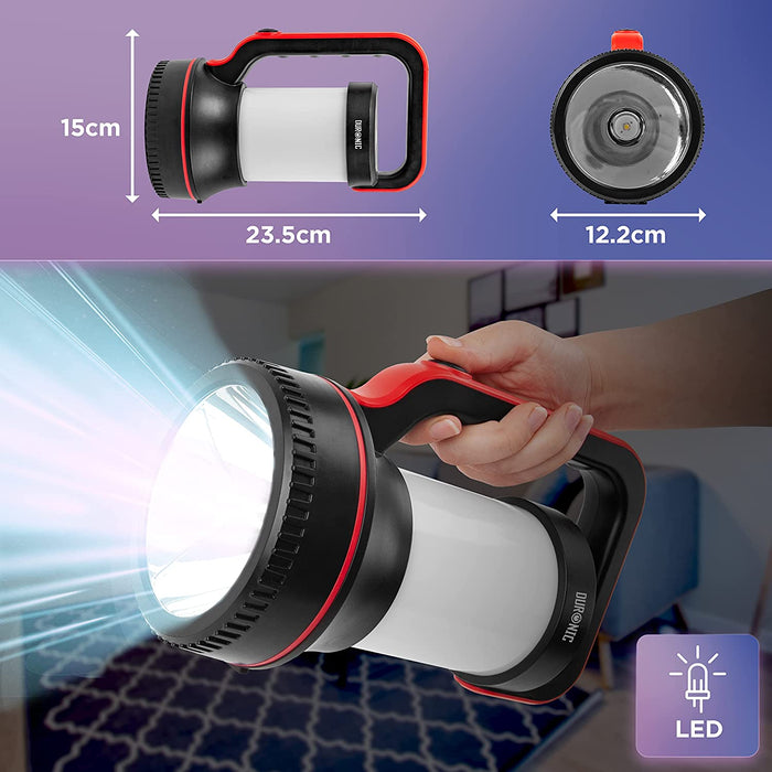 Duronic RL74 Torcia elettrica ricaricabile 2 in 1 | Lampada potente 8W | Torcia 320 Lumen | 17h di utilizzo | Flashlight per Campeggio Trekking Emergenza | Torcia multifunzionale