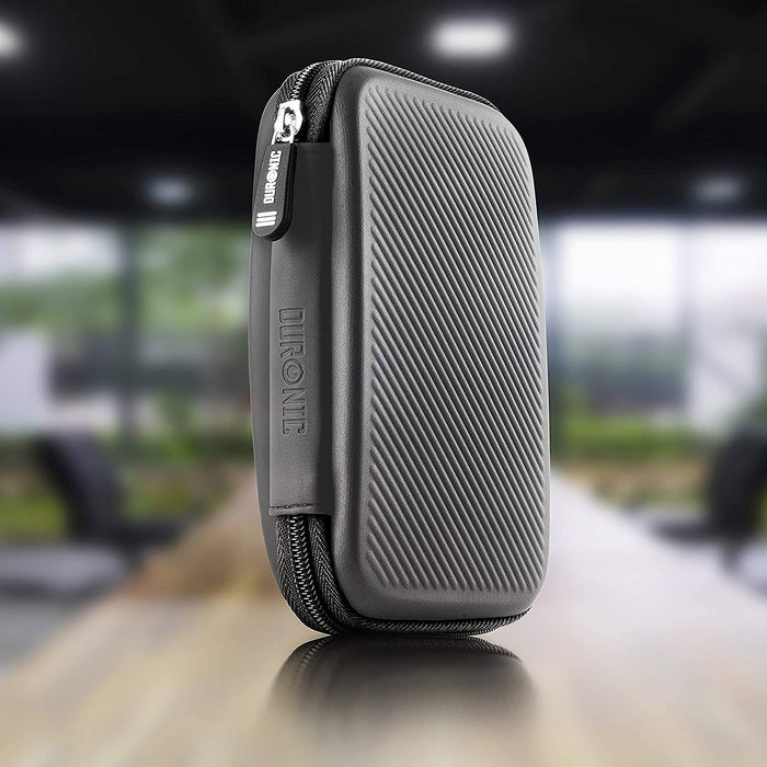 Duronic HDC2 GY Custodia per Hard Disk esterno, Compatibile con tutti i hard disk, Custodia portatile con scomparto per cavo renitente e leggero, Borsa protettiva antiurto, Grigio