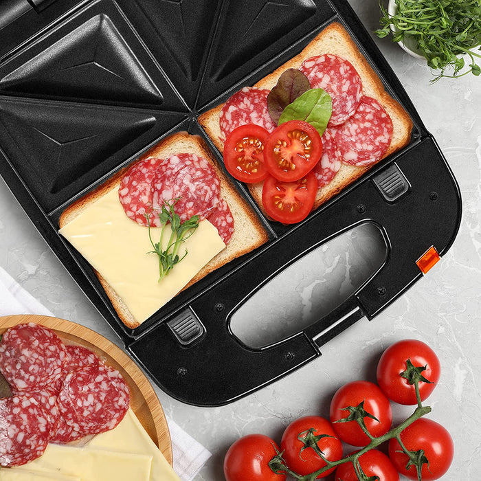 Duronic SWM60 Macchina per Waffle 3 in 1 1200W | Pressa per panini | 3 set di piastre intercambiabili | 4 Waffle o grill con piastre antiaderente rimovibili per una facile pulizia | Cuoci Sandwich