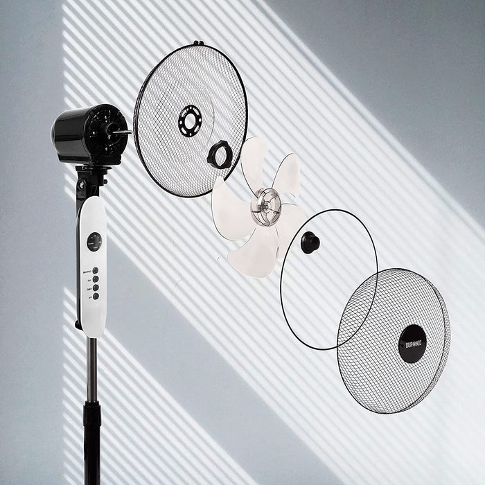 Duronic FN65 Ventilatore a piantana 60W | 3 velocità | 115 a 132 cm regolabile in altezza | 5 Pale ultra silenzioso con telecomando e timer | ventola oscillante | Base circolare | Per uso notturno