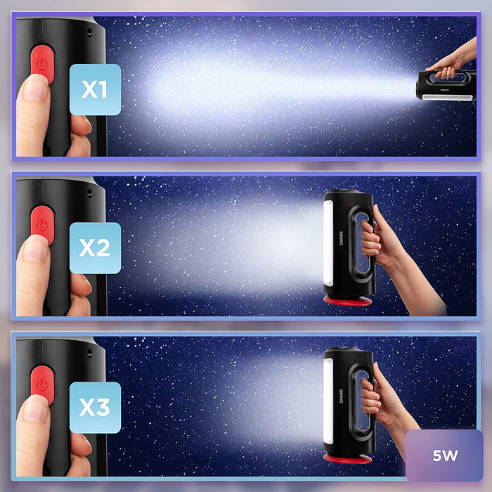 Duronic RL13 Torcia elettrica ricaricabile 2 in 1 | Lampada potente 5W | Torcia 240 Lumen | 10h di utilizzo | Fissaggio a muro | Flashlight per Campeggio Trekking Emergenza