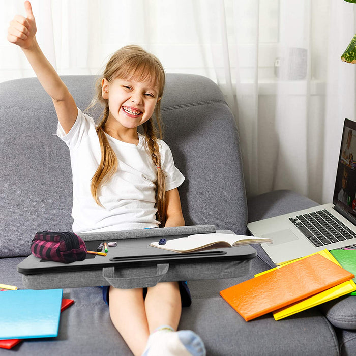 Duronic DML433 Supporto Laptop con imbottitura | Piattaforma Tablet con cuscino e maniglia integrata | Scrivania portatile | Vassoio ergonomico per letto, divano e auto