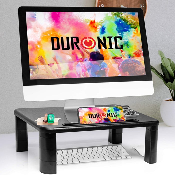 Duronic DM055 Supporto monitor scrivania dimensioni 40 x 28 cm - Supporto da tavolo regolabile da 4 a 15 cm per monitor e Laptop - Capacità 10kg - Mensola ergonomica per scrivania