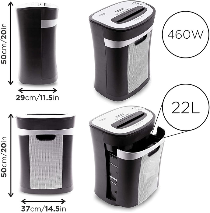 Duronic PS581 Distruggidocumenti 15 fogli A4 - Capacità 22 L - Funzione distruggi carte di credito e CD Taglio incrociato Ideale per casa e ufficio