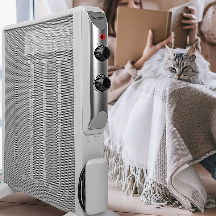 Duronic HV220 WE Stufa elettrica con pannelli in mica 2000 W  Termoconvettore con termostato integrato  2 funzioni di riscaldamento - Riscaldatore Micatermico a basso consumo - Riscaldamento rapido