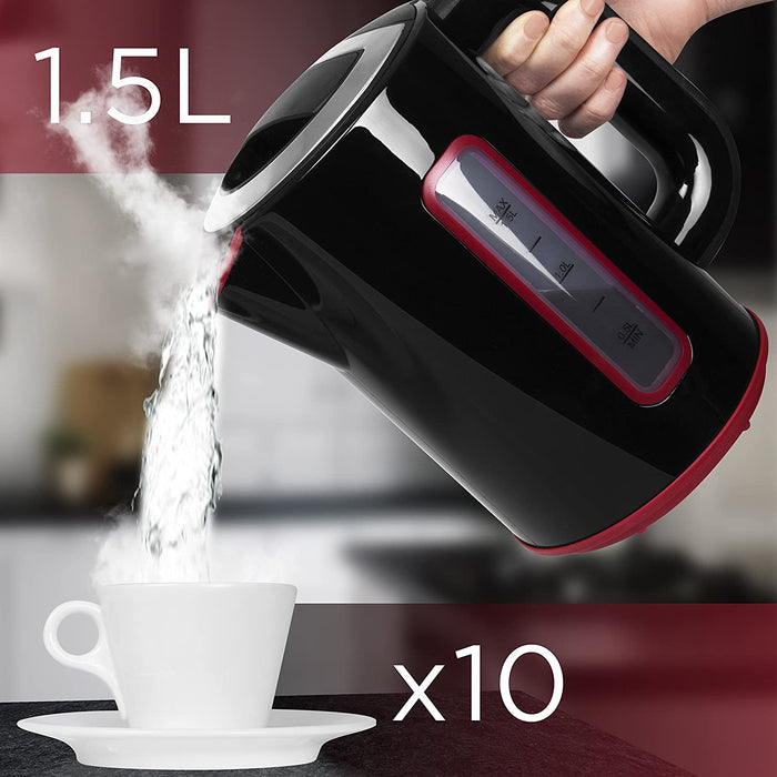 Duronic EK30 BK Bollitore acqua elettrico 2200W | Capacità 1,5 L | Temperatura regolabile da 40°C a 100°C | Spegnimento automatico | Funzione mantenimento temperatura | Per Acqua Tè Tisane Caffè