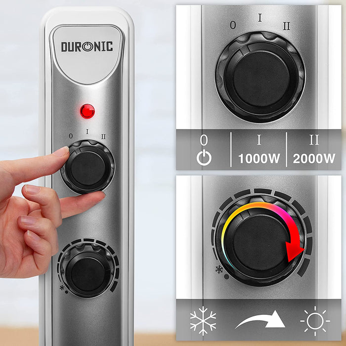 Duronic HV220 WE Stufa elettrica con pannelli in mica 2000 W  Termoconvettore con termostato integrato  2 funzioni di riscaldamento - Riscaldatore Micatermico a basso consumo - Riscaldamento rapido