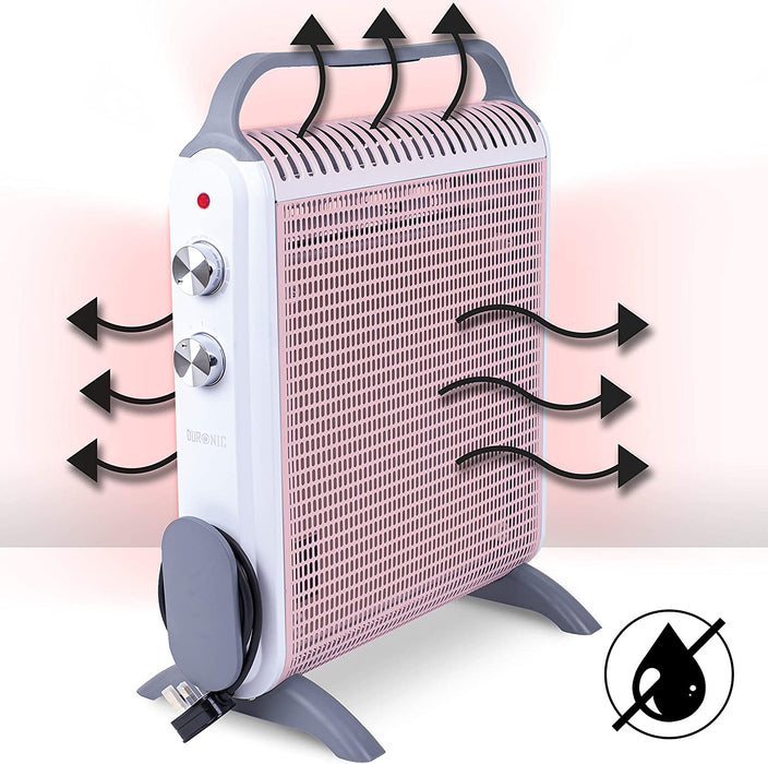 Duronic HV180 Stufa elettrica con pannelli in mica 1800W  Termoconvettore con termostato integrato  2 funzioni di riscaldamento  Calorifero Micatermico - Radiante portatile leggero  Senza olio