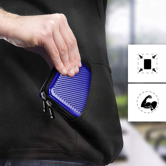 Duronic HDC3 BE Custodia rigida protettiva per disco rigido GPS carica batteria portatile | Borsa per dischi rigidi esterni 11 x 16 cm | Blu | Alluminio antiurto | Leggero e Compatto