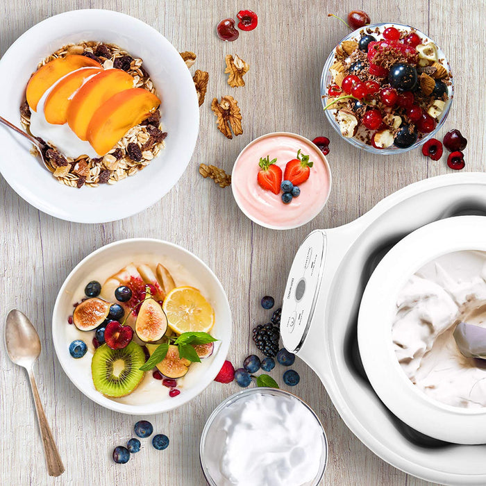 Duronic YM1 Yogurtiera elettrica automatica  1 vasetto in ceramica da 1.5 litri - Macchina per yogurt con display digitale timer impostabile - Ideale per preparare yogurt fatti in casa