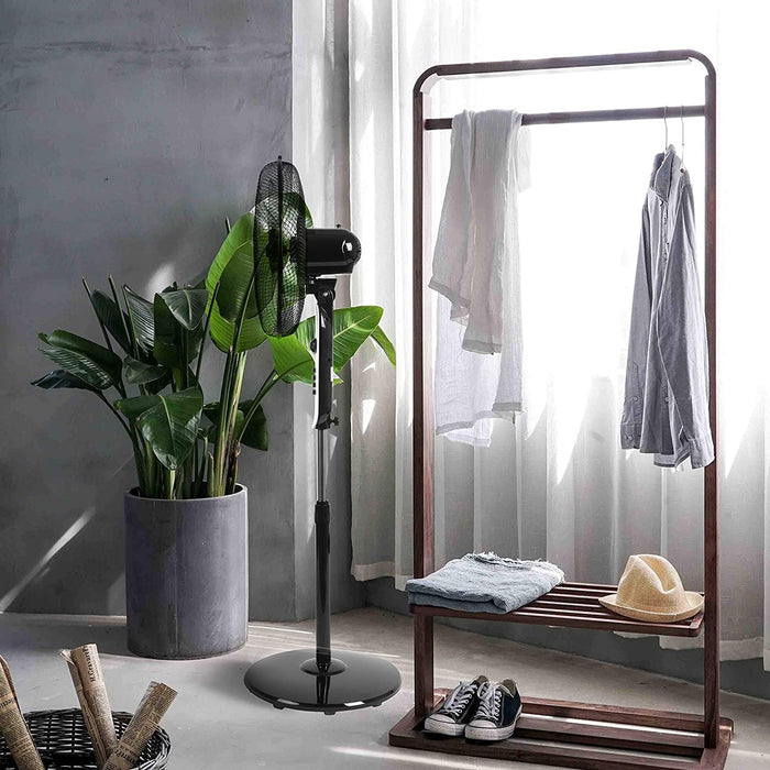 Duronic FN45 Ventilatore a piantana 60W | 3 velocità | 120 a 140 cm regolabile in altezza | 5 Pale ultra silenzioso con timer fino a 1h | Ventola oscillante | Base circolare | Per uso notturno