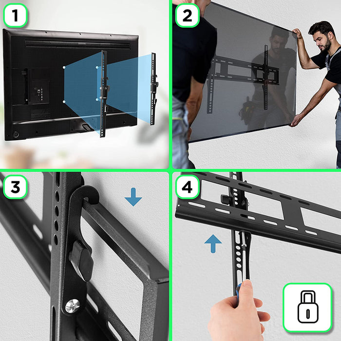 Duronic TVB123M Supporto TV da parete per TV da 32 a 60 portata 40 kg con funzione antifurto | Per schermi con VESA MAX 600 x 400 mm | Barra sicurezza da parete per TV o monitor