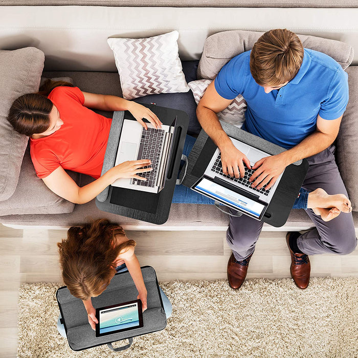 Duronic DML433 Supporto Laptop con imbottitura | Piattaforma Tablet con cuscino e maniglia integrata | Scrivania portatile | Vassoio ergonomico per letto, divano e auto