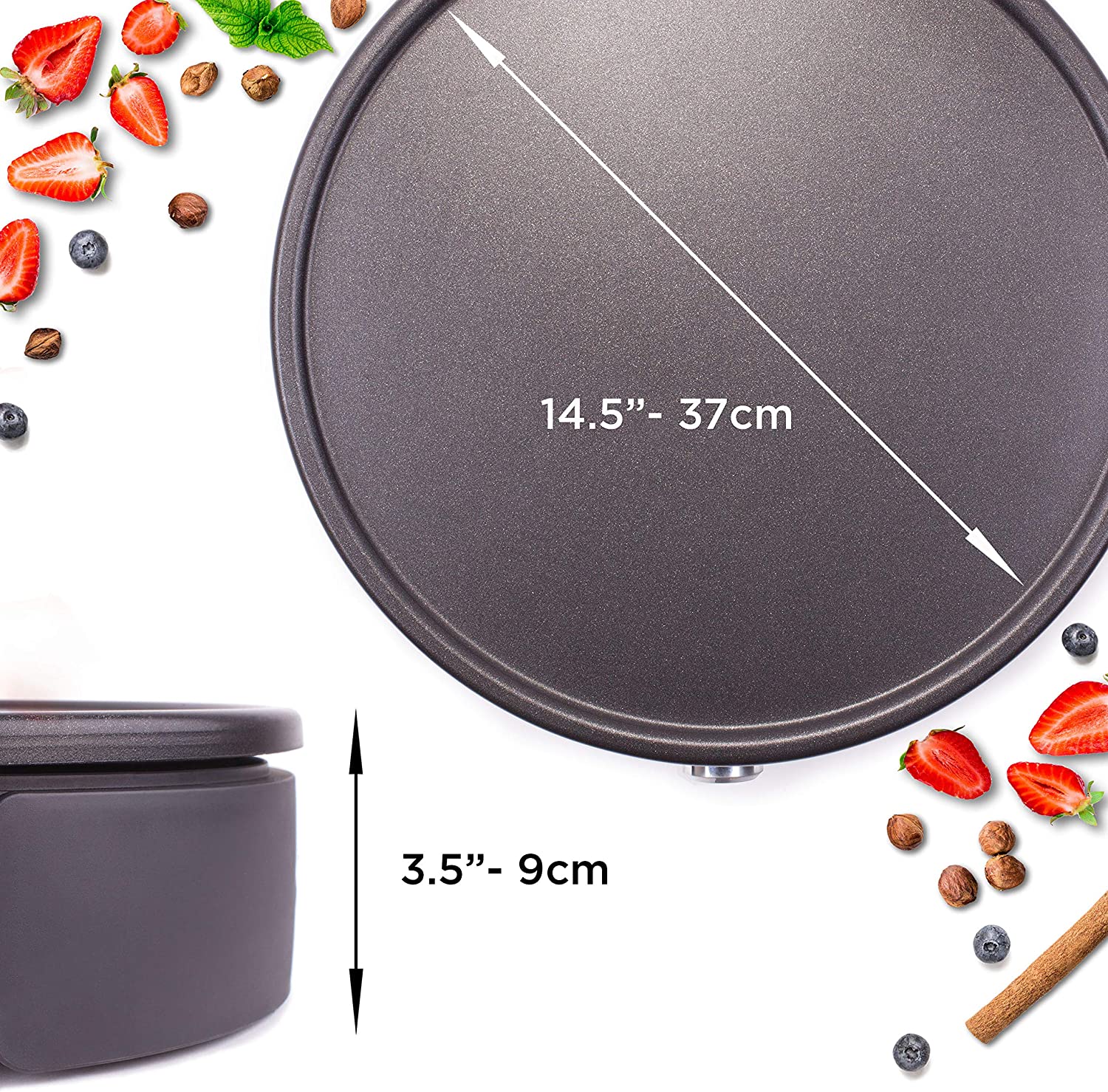 Duronic PM152 Crepiera Elettrica 1500 watt, Piastra Antiaderente Grande Rimovibile 37 centimetri, Temperatura Regolabile, Crepes Maker con Spatola e Stendi Pastella, per Pancake, Crepes, Piadine, Frittate