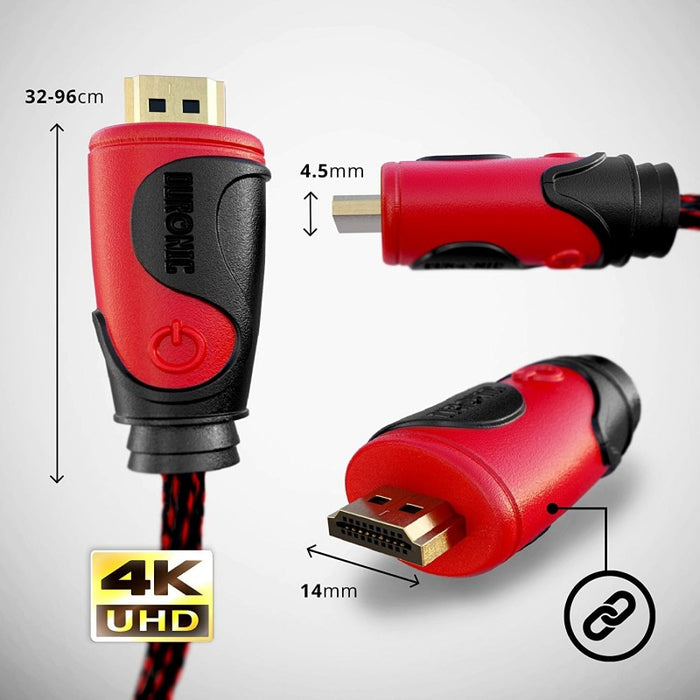Duronic HDC03 /3m - Cavo HDMI schermato di ultima generazione V2.0 - 3 metri - connettori placcati oro 24k inclinabili e rotanti - Compatibile con TV plasma, LCD, LED, 3D - Consente la trasmissione di segnale full HD 1080p 4K 2160p compatibilità ethernet