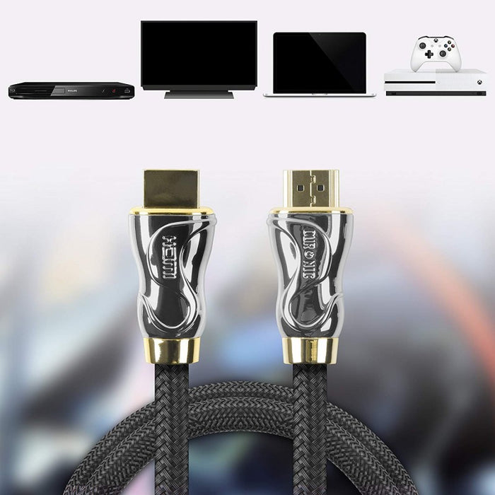 Duronic HDC04 /1m - Cavo HDMI schermato di ultima generazione V2.0 - 1 metro - connettori placcati oro 24k inclinabili e rotanti - Compatibile con TV plasma, LCD, LED, 3D - Consente la trasmissione di segnale full HD 1080p 4K 2160p compatibilità ethernet