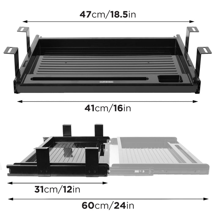 Duronic DKTSX2 Piattaforma per tastiera | Vassoio per tastiera e mouse | Supporto per tastiera | Soluzione ergonomica per scrivania e postazione da lavoro | Vassoio estraibile
