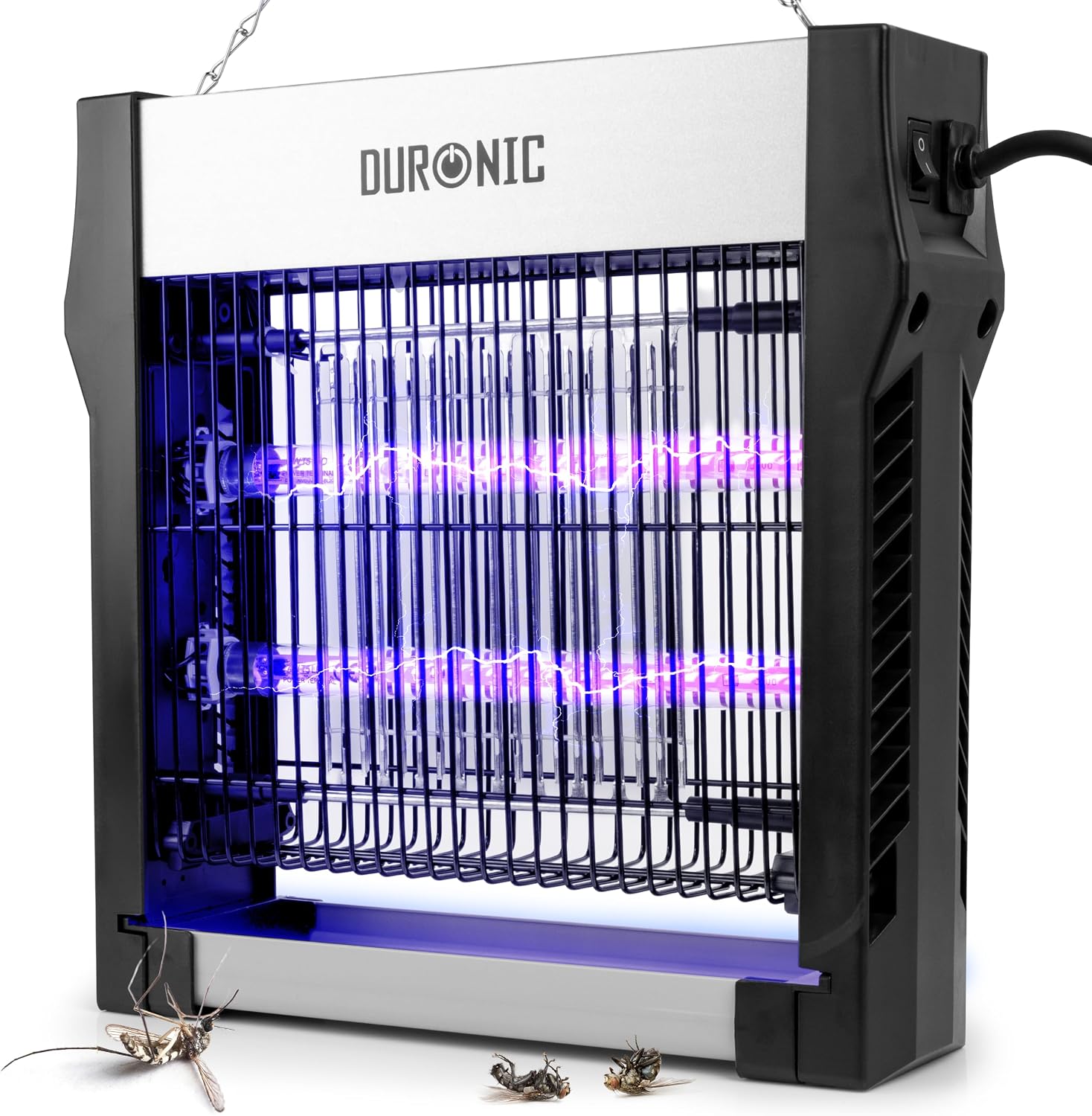 Duronic FK2X4 Lampada elettrica antizanzare grigia con funzione elettrica attiva.