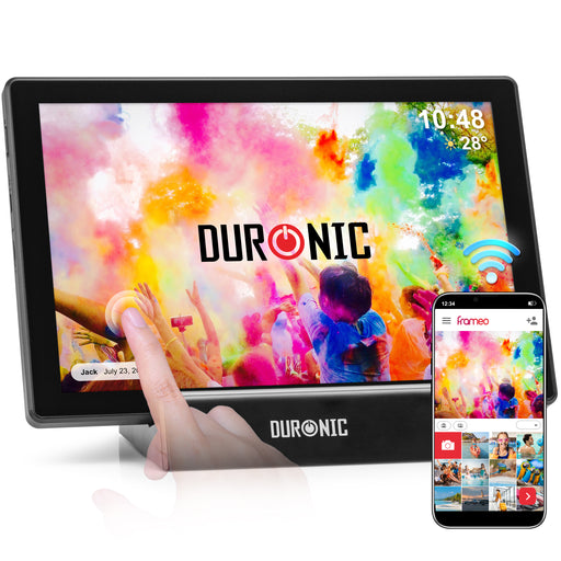 Duronic PF1D BK Cornice Digitale da 10,1 Pollici Frameo Cornice Elettronica Touch Screen con Schermo IPS Porta Foto digitale Memoria 32 GB, Wi-Fi e USB-C Digital Photo Frame 1280 x 800 pixel Nero