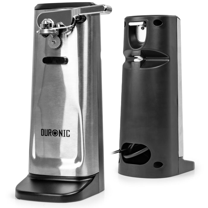 Duronic CO60 Apriscatole Elettrico 50W Automatico, Apri Lattine da Tavolo con Arresto Automatico, Affilacoltelli Integrato, Apribottiglie e Decapsulatore, Can Opener, Facile per Anziani