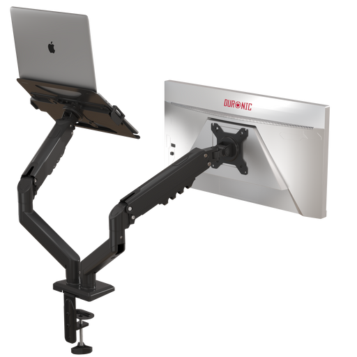 Duronic DM6AL1 Supporto Monitor e Laptop 13-32” Braccio Regolabile Molla a Gas VESA 75/100 Inclinazione 85° Rotazione 360° Portata 9 kg Montaggio Morsetto/Grommet