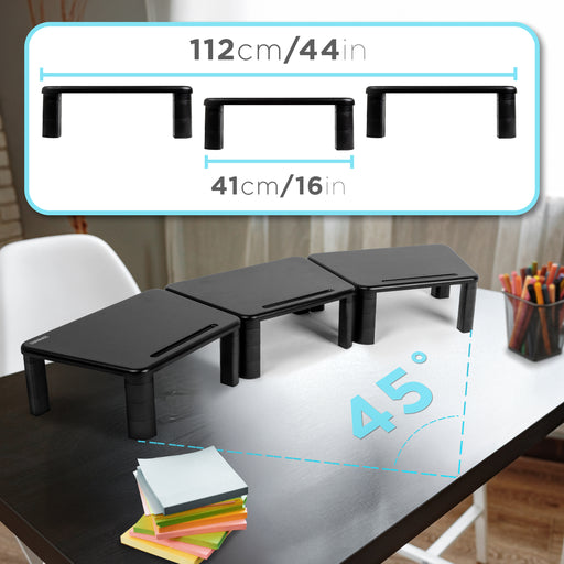 Duronic DM056 Supporto per 3 Monitor | Supporto Trifocale per Computer e Monitor da Tavolo | Altezza Regolabile per la Scrivania | Carico Max di 10 kg | Nero