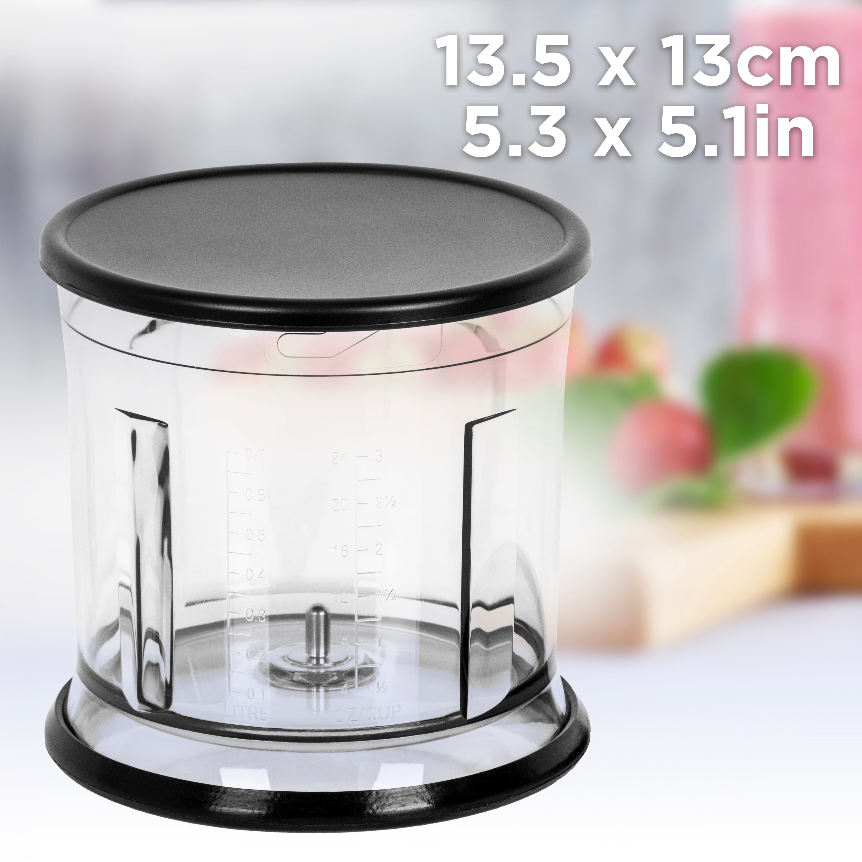 Duronic CHA57B Ciotola Ricambio per Tritatutto CH57 700ml Nera, Con coperchio, capacità 1L, base antiscivolo, leggera 250g, 13x14x14cm, ricambio compatibile CH57