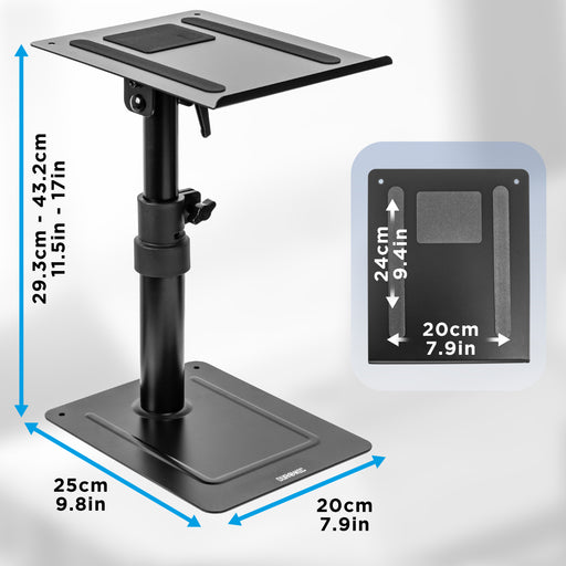 Duronic SPS20 Supporto per altoparlante da tavolo | Altezza regolabile da 26,4 a 40,5 cm | Inclinazione e rotazione | Vassoio 24 x 20 cm | Base 25 x 20 cm | Studio di registrazione per l'home cinema