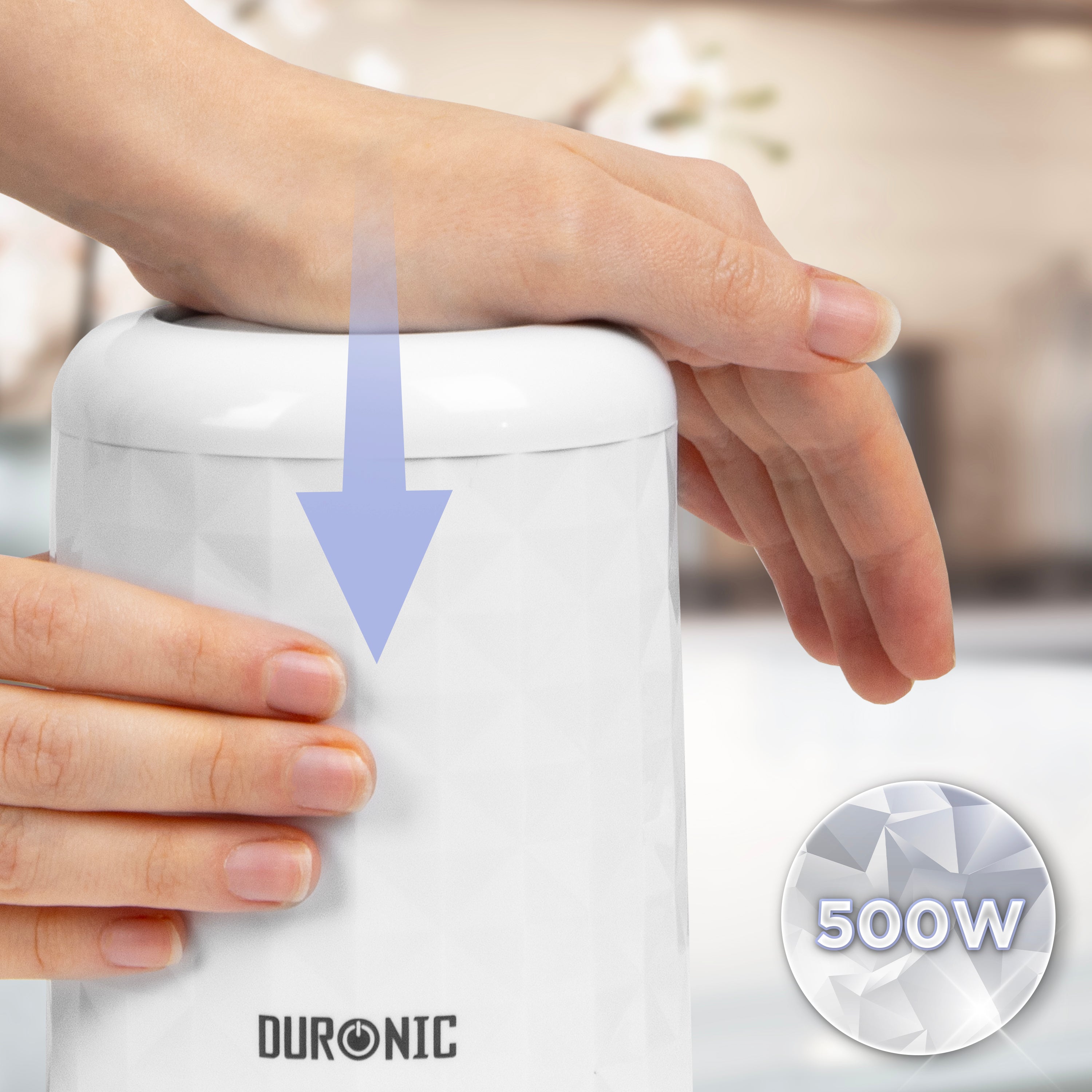 Duronic CH57 WE Mini Tritatutto 500W con 2 Ciotole 700 ml con Coperchio, Robot da Cucina Multifunzione per Verdure Frutta Carne Spezie, 4 Lame Acciaio Inox, Funzione Impulso, Preparazione Salse Bianco