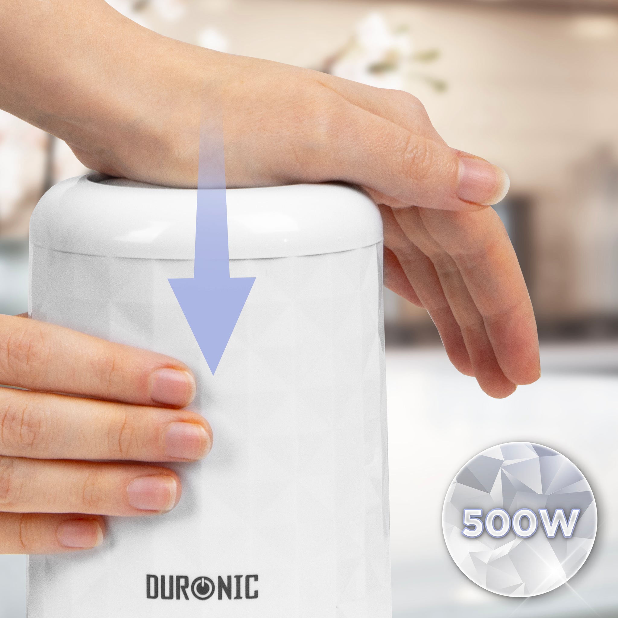 Duronic CH57 WE Mini Tritatutto 500W con 2 Ciotole 700 ml con Coperchio, Robot da Cucina Multifunzione per Verdure Frutta Carne Spezie, 4 Lame Acciaio Inox, Funzione Impulso, Preparazione Salse Bianco