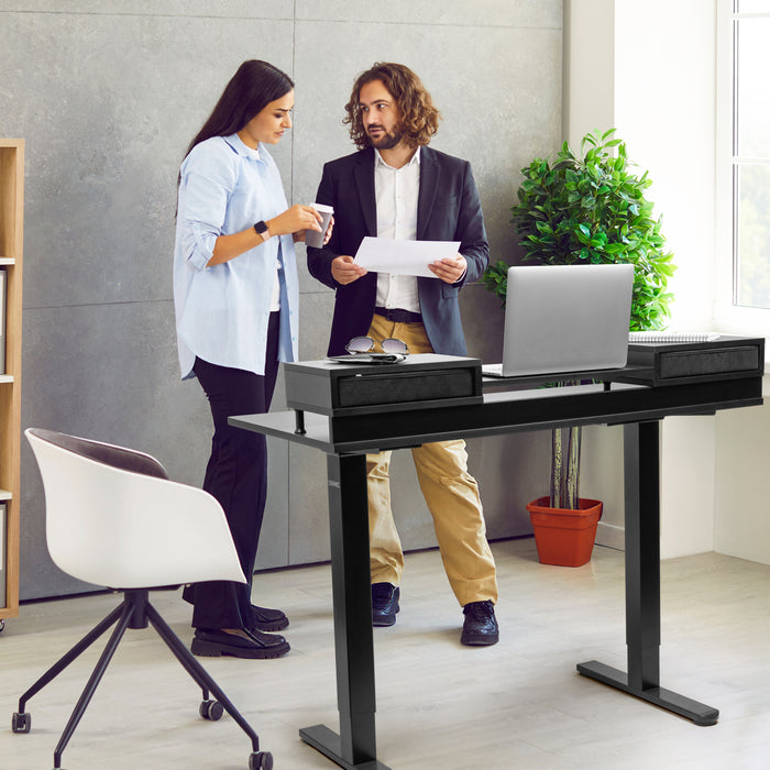 Duronic DD1 BK Piano Scrivania Nero con cassetti in tessuto| Dimensioni 60 x 120 x 17 cm| Da installare su telai di 120 cm | Ottimizzazione dello spazio| Professionale estetico e organizzato