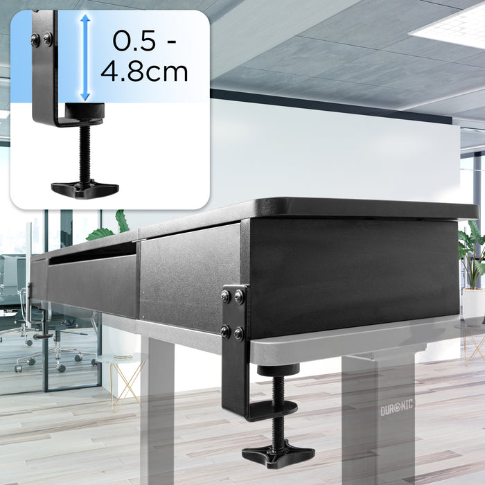 Duronic DD2 BK 120 cm Desk Top Nero con 2 cassetti | Compatibile con tutti i Desk Top da 120 cm | Accessorio per scrivania | Professionale estetico e organizzato | Superficie per sollevare lo schermo