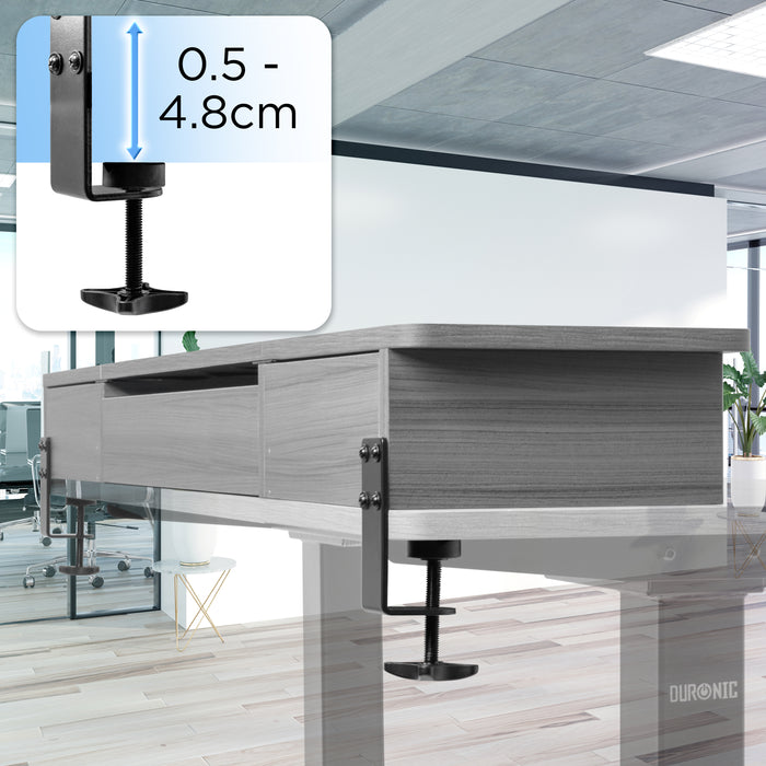 Duronic DD2 GY 120 cm DeskTop Grigio con 2 cassetti | Compatibile con tutti i Desk Top da 120 cm | Accessorio per scrivania | Professionale estetico e organizzato | Superficie per sollevare lo schermo