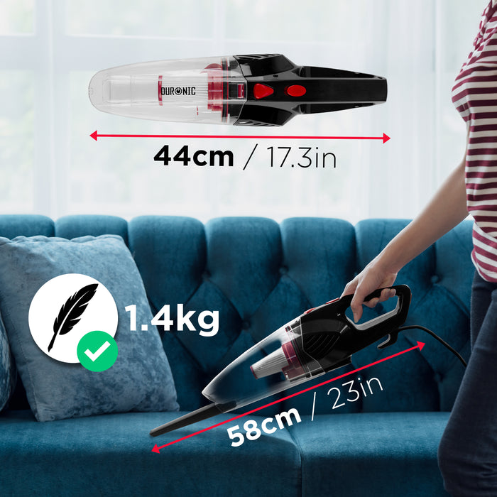 Duronic VC8 BK Scopa Elettrica 800W – Aspirapolvere e aspirabriciole senza sacco con filtro HEPA – Accessori inclusi – Ideale per ufficio e casa