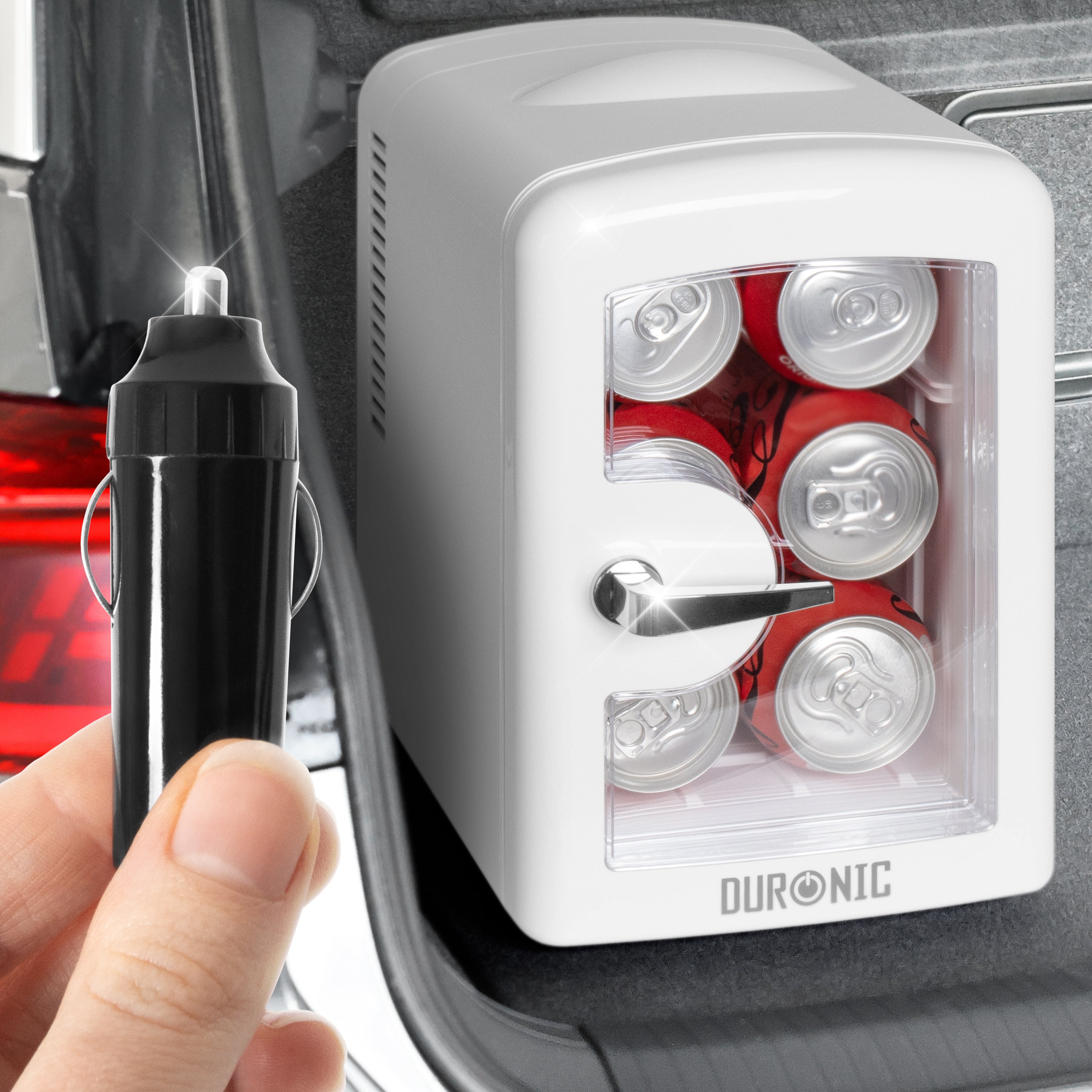 Duronic MFW4 WE Mini Frigo Portatile 4L Caldo Freddo Skincare Fridge per Cosmetici e Bevande Mini Cooler 6 Lattine AC/DC 12V Auto e 220V Casa Frigorifero Silenzioso per Camera Ufficio