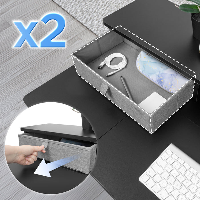 Duronic DD3 BK 120 cm Desk Top Nero con 2 cassetti |Compatibile con tutti i Desk Top da 120 cm | Accessorio per scrivania | Professionale estetico e organizzato | Superficie per sollevare lo schermo