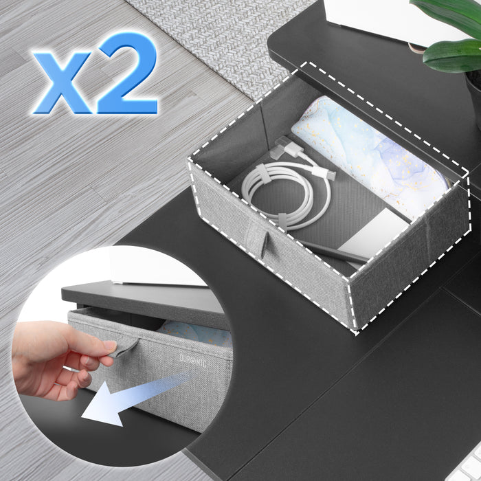 Duronic DD2 BK 120 cm Desk Top Nero con 2 cassetti | Compatibile con tutti i Desk Top da 120 cm | Accessorio per scrivania | Professionale estetico e organizzato | Superficie per sollevare lo schermo