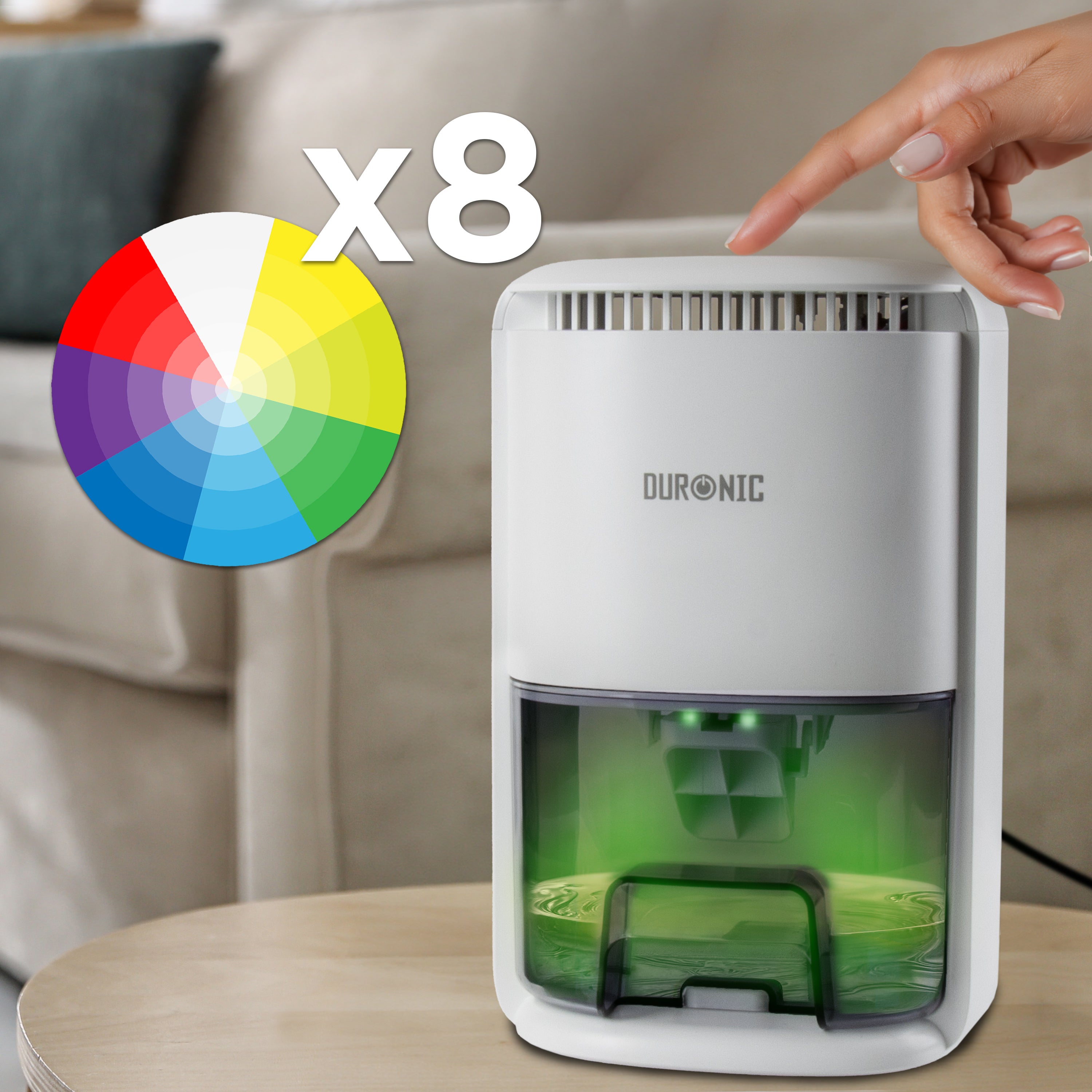 Duronic DH07 WE Mini Deumidificatore 22,5W 1L con Timer e Spegnimento Automatico, Deumidificatore Elettrico Compatto per Camera da Letto, Bagno e Casa, Anti Muffa, Condensa, Allergie e Umidità, Bianco