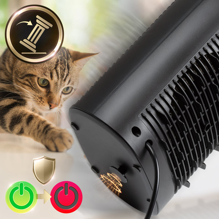 Duronic HV32 BK Stufetta Elettrica Portatile 2000W, Termoventilatore Compatto Silenzioso, 3 Modalità, Termostato Regolabile, Protezione Anti-Ribaltamento, Mini Heater per Casa e Ufficio