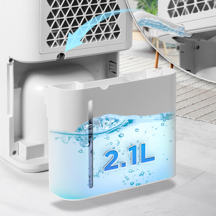 Duronic DH121 Deumidificatore 12L/Giorno 300W, Deumidificatore Casa Silenzioso 36dB con Serbatoio 2,1L, Antimuffa Umidità Muffa Bagno Camera Cantina, Timer 24h Scarico Continuo, Deumidificatore Aria